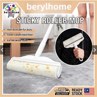 🐈✨Sticky Lint Roller 24CM-Mop Cleaning Roller Stick+10 Roll Pet Hair  Dust Removal  124cm Adjustable