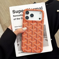 Luxury Orange goyard Leather Suitable for Apple 17promax Phone Case Goya iphone18promax Protective C