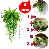 3PC Fake Fern Hanging Plants Artificial Palm Leafs Silk Persian Vines Faux Wall Plants Home Decor UV