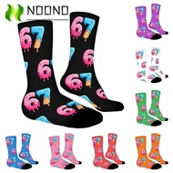 NOONOPH 67 Meme Crew Long Socks, Breathable Cotton 67 Meme Ice Cream Socks, Funny Lightweight Cartoo