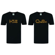 [KING & QUEEN SERIES ] 100% COTTON ROUND NECK COMFORT BLACK T- SHIRT  WITH KING OR QUEEN GLITTER WOR