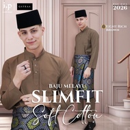 QAYRAA 2026🪔LIGHT RICH BROWN Baju Melayu Soft Cotton DEWASA Lelaki Slim Fit Cekak Musang Baju Raya A