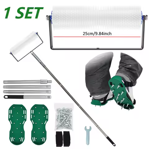 25CM Defoaming Drum Brush with Spike Shoes Long Handle Epoxy Roller Floor Self Compound Roller Floor