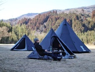 Thickened Outdoor Portable Camping Tent Pyramidal Double Layer One Bedroom Windproof Waterproof for