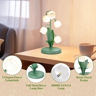 Tech-Vintage Flower Table Lamp for Home, 5 Lily of the Valley Bedside Lamps 3 Color Modes Nightstand