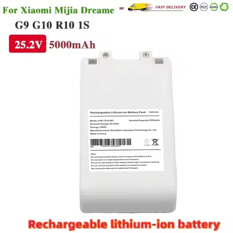 NEW 25.2V 5000mAh (5.0Ah) Rechargeable Lithium Ion Battery Pack for Xiaomi Mijia G9 G10 Wireless Vac