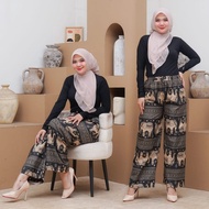Everyday Pants - Elephant Motif - Long Pants Baggy Pants - Elephant Culottes