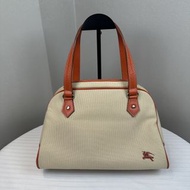 Burberry Blue Label Canvas Orange Leather Boston Bag 藍標帆布配橙色皮革滾邊手提包 29x16x20cm
