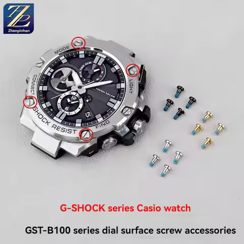 For Casio GST-B100/S100/120/330/400G Dial Front Screw Surface Decoration Screws Silver Gold Black wi