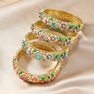 Beijing Cloisonné Enamel Bracelet Floral Open Women's Hollow Double Layer Inlaid Filigree Travel Gif