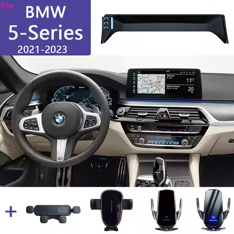 For BMW 5 Series G30 2021-2023 Car Phone Holder Multimedia Screen Fixed Base 15W Wireless Charging S