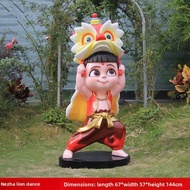 HEIKESZ Nezha รูปประติมากรรมไฟเบอร์กลาส Taiyi Zhenren Aobing การ์ตูนตัวละครกลางแจ้งฟิกเกอร์เครื่องปร