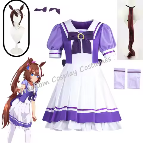 Anime Pretty Derby Uma Musume Cosplay Costume Uma Musume Tokai Teio Cosplay Wig Tail Ear Dress Women