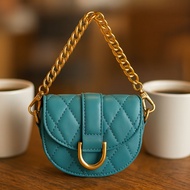C & K Micro Gavin Quilted Saddle Bag – Teal Adjustable Strap Magnetic Closure Chain Handle