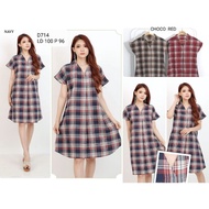 Casual dress D714 checkered pattern / Midi Dress
