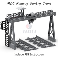 Railway Overloading Crane Model Set Building Blocks Gantry Crane Compatible 53401 Track Parts City Train MOC Bricks Kid Toy Gift