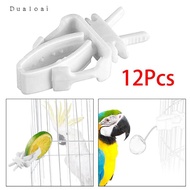 Dualoai 12 Pieces Parrot Fruit Vegetable Clips Feeder Device Birds Cage Feeder Clip for