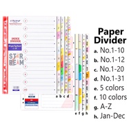 A4 Paper Index Divider (1-20/ A-Z/ Jan-Dec/ Colors)| Document Divider/Divider/Filing Separator| Suit
