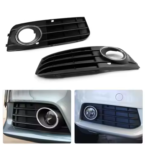 Artudatech 1 Pair Matte Black Front Bumper Fog Light Grille Cover For 09-11 Audi A4 A4L