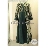 Baju Gamis Batik Wanita Berjilbab Model Kancing Depan Size L GM9370P