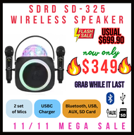 SDRD 325 SD-325 SD325 Karaoke Home System with 2 Wireless Microphone Sing 2 MIC Bluetooth Speaker For Adults &amp; Kids High-quality karaoke player with 2 mics Professional karaoke system💥BUNDLE SALE FREE GIFT💥