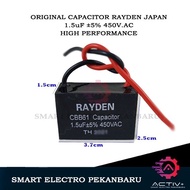 ORIGINAL 1.5uF 450VAC RAYDEN JAPAN CBB61 – FAN CAPACITOR 1.5uF 450V 1.5 UF 450VOLT 450 VOLT 450V.AC 