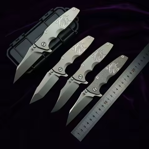 LEMIFSHE N690 Eklipse folding knife Titanium Handle Ceramic Bearing Folding Knife Tactical Pocket Ca