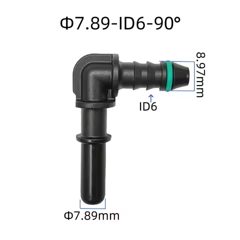 7.89mm ID6 plastic male connector 90 degree Fuel line quick connector general auto L type 90 degree 