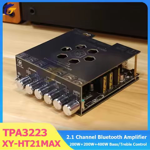 XY-HT21MAX 2.1 Channel Bluetooth Amplifier Board DC 12-42V TPA3223 Chip 200W*2+400W Bass/Treble Cont