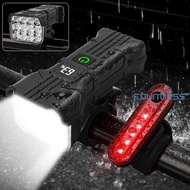 Bike Front and Rear Lights Bicycle Front Lights 1800Mah Bike Safety Light Set 360 Degree Rotating with Honk Bicycle Accessories [countless.sg]
