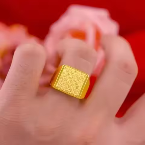 Gold shop with 999 24k real gold ring men's fortune adjustable 24 K 5D real gold ring smooth sailing