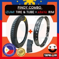 Motorcycle STEEL Rim w/ Tire+Tube | Tricycle Tube Type Tire Assembly | Arava Rims w/ Izumi Tire Tube