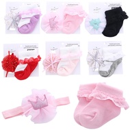 JJBS READY STOCK Baby Girl Sock Headband 2 in 1 Elastic Stretchy Baby Girl Sock Headband Gift Set Ne