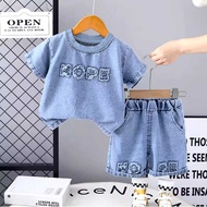 DBOX HOPE FULL DENIM SUIT FOR BOYS AGED 1-5 YEARS SHORT SLEEVES EMBROIDERED SHORTS