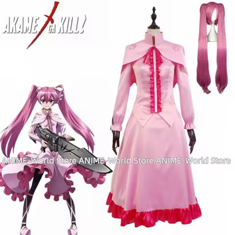 Akame Ga Kill Cosplay Night Raid Mine Pink Dress Cosplay Costume Pink Hair Halloween Costumes for Wo