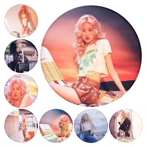 KPOP ROSE Magazine Pictorial Metal Badge Brooch Fashion Mirror Keychain Keyring Pendant Bag Decor Ac