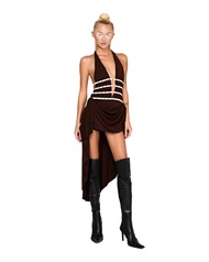 LSOUL TE ARY DRESS ชุดเดรสคอวี สีน้ำตาล