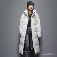 Unisex Winter White Duck Down Coat Long Down Jacket Over-the-Knee Mid-Length Thickened Couple Hooded Jacket Korean Version Street Wear Jacket White Duck Down Down Jacke JOAJ