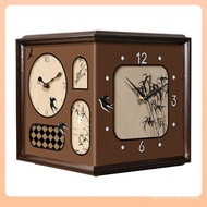 2024New Vintage Style Corner Double-Sided Wall Clock Living Room Retro Corner Clock No-Drill Corner 