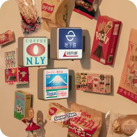 Japanese Cute Mini Light-up Refrigerator Magnet Travel Souvenir Family Mart Sign Attraction Check-in