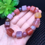 11+mmNatural salt source agate bracelet colorful candy cube hand string（盐源玛瑙手链）