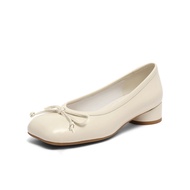 รองเท้าส้นสูง Belle BK401CQ3 สำหรับผู้หญิง ส้นสูงปานกลาง สไตล์เรียบง่าย รองเท้าแตะแบบสวมสบาย หนังวัว