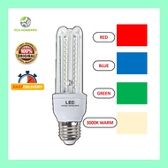 E27 3U LED BULB 3000K WARM WHITE/RED/BLUE/GREEN