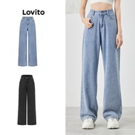 LVT-030 Lovito Casual Plain Full Length High Waist Basic Front Zip Jeans for Women L47AD053 ้ซ่
ฐ็ฎ็บฆ็ไป้ฟ่ฃค