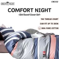 [100% Pure Cotton Duvet Cover Set] Dreamynight Home Comfort Night High Quality Fitted Mattress Cover Bed Sheets Set 100% Cotton 700TC Hotel Collection Dreamy night Comfortnight Selimut Queen Duvet King Duvet 35cm