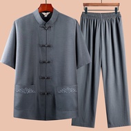 ∈✺☈Baju Tang lengan pendek pertengahan umur dan tua lelaki lelaki Hanfu Cina berpakaian lelaki Cina 