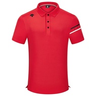 DESCENTE Summer Golf Mens Jersey Sports Quick-Drying Breathable Short-Sleeved T-Shirt Casual Top POLO Shirt Short Axis