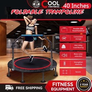 Trampoline 40 Inch Folding Exercise With Armrest Indoor Fitness Aerobic High Jump Stability Training Tool