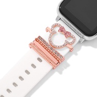 Carmelun การตกแต่ง1ชุดสำหรับตกแต่งสายคาด Apple Watch รูปการ์ตูน Hello Kitty แหวนตกแต่งอุปกรณ์สายรัดซิลิโคนฝังเพชรอเนกประสงค์สำหรับตกแต่งเครื่องประดับหัวเข็มขัด