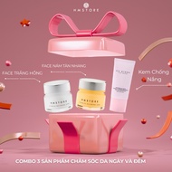 COMBO of 3 DAY AND NIGHT SKIN CARE PRODUCTS (FACE MElasma + JUSSMY WHITE PINK FACE + HM STORE SUNSCR